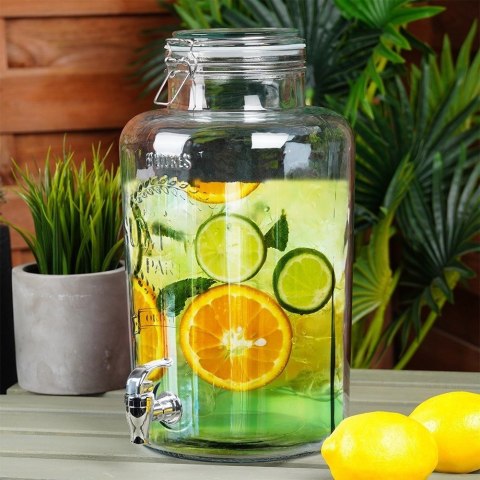 Słój Dozownik Dyspenser do Napojów z Kranikiem Pokrywką Szklany VILDE 8 L