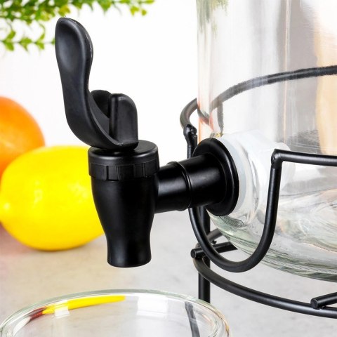 Słój Dozownik do Napojów z Kranikiem Czarnym Stojakiem Szklany VILDE 3,2 L