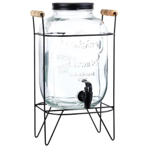 Słój Dozownik do Napojów z Kranikiem Czarnym Stojakiem Szklany VILDE 5,5 L