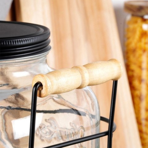 Słój Dozownik do Napojów z Kranikiem Czarnym Stojakiem Szklany VILDE 5,5 L