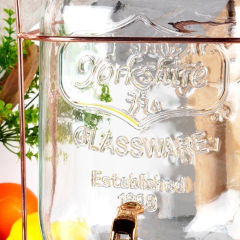 Słój Dozownik do Napojów z Kranikiem Złotym Stojakiem Szklany VILDE 4,2 L