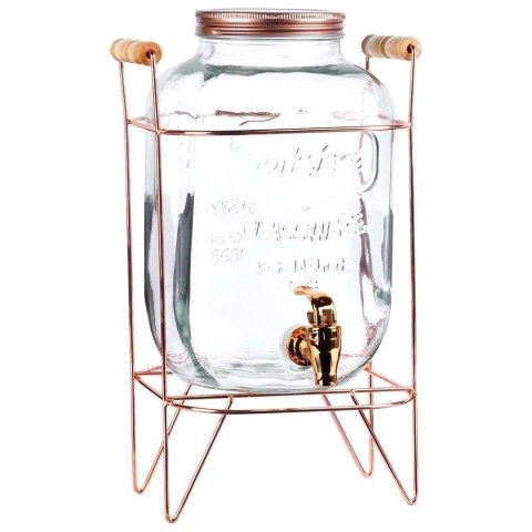 Słój Dozownik do Napojów z Kranikiem Złotym Stojakiem Szklany VILDE 5,5 L