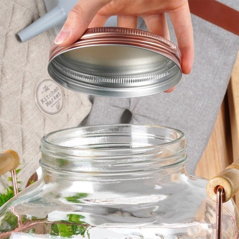 Słój Dozownik do Napojów z Kranikiem Złotym Stojakiem Szklany VILDE 5,5 L