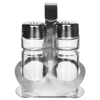 Solniczka Pieprzniczka Pojemnik na Sól Pieprz ze Stojakiem ORION 3 el.