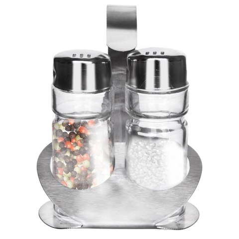 Solniczka Pieprzniczka Pojemnik na Sól Pieprz ze Stojakiem ORION 3 el.