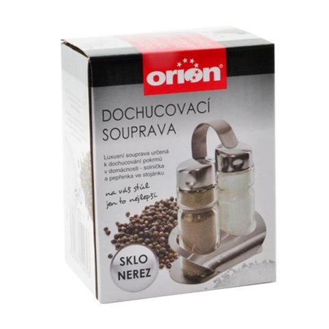 Solniczka Pieprzniczka Pojemnik na Sól Pieprz ze Stojakiem ORION 3 el.