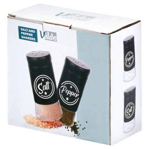 Solniczka Pieprzniczka Szklana Czarna Metalowa 140 ml 2 szt. VILDE