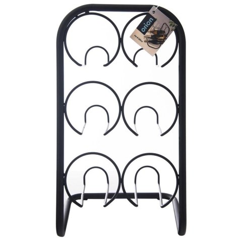 Stojak Regał Półka na Wino 6 Butelek Metalowy Czarny ORION 22,5 x 39 cm