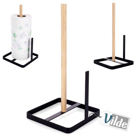 Stojak na Ręcznik Papierowy Drewno Metal Czarny Wolnostojący 30 cm VILDE
