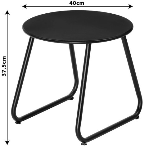 Stolik Kawowy Zestaw Metalowy Czarny 2 szt. Gniazdowy AMBIANCE