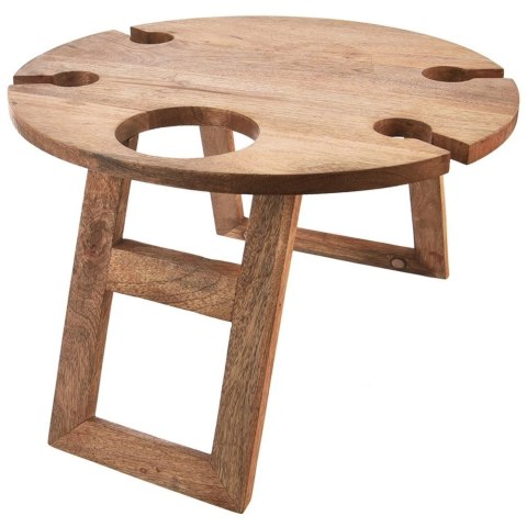 Stolik Piknikowy na Wino Drewniany Składany na Butelkę Kieliszki ORION