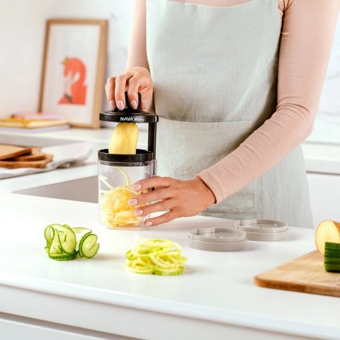 Szatkownica do Warzyw Owoców z Pojemnikiem Spiralna 3w1 NAVA 20 cm