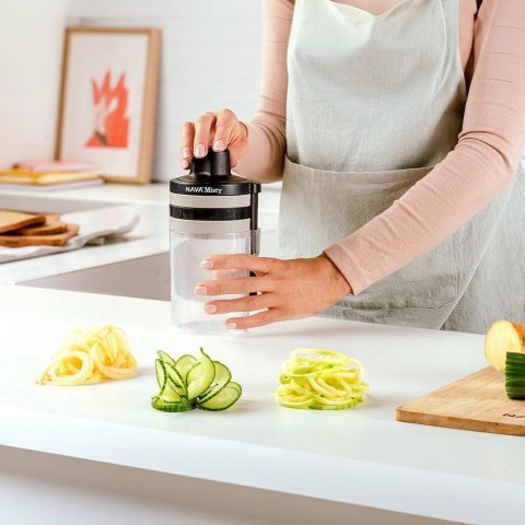 Szatkownica do Warzyw Owoców z Pojemnikiem Spiralna 3w1 NAVA 20 cm