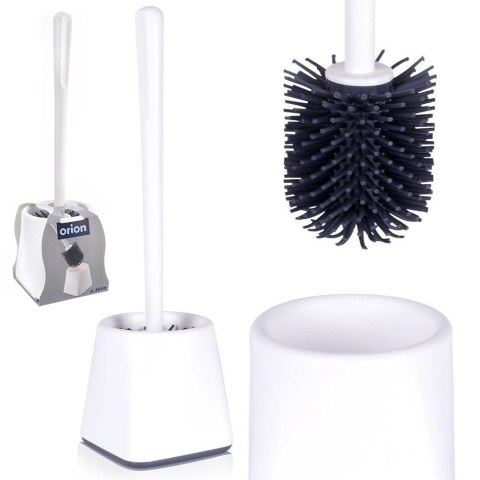 Szczotka Silikonowa do WC Ze Stojakiem Biała z Ociekaczem Łazienkowa ORION