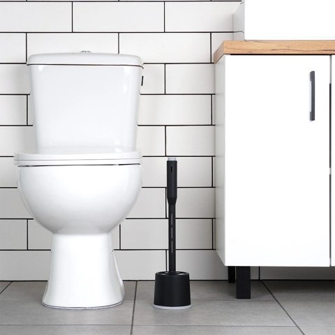 Szczotka do Toalety Silikonowa ze Stojakiem i Dozownikiem Płynu VILDE 40 cm