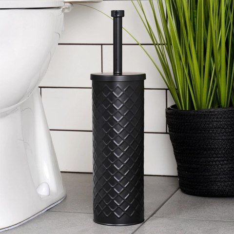 Szczotka do Toalety Ze Stojakiem Metalowa Czarna Ozdobny Pojemnik VILDE