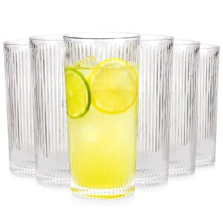 Szklanki Wysokie Zestaw 6 szt. 320 ml VILDE Ryflowane Szkło do Zmywarki