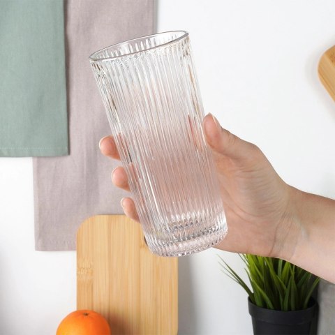 Szklanki Wysokie Zestaw 6 szt. 320 ml VILDE Ryflowane Szkło do Zmywarki
