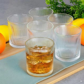 Szklanki Zestaw 6 szt. 310 ml VILDE Ryflowane Szkło do Zmywarki 8,5 x 8,5cm