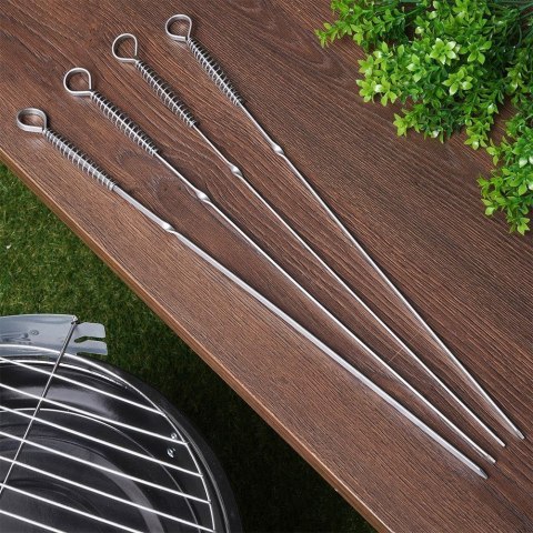 Szpikulce do Szaszłyków Stalowe 4 szt. 42,5 cm VAGGAN Długie Pętelka