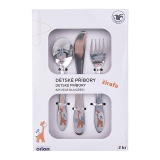 Sztućce dla Dzieci Stalowe Srebrne Zestaw Żyrafa ORION 3 el.