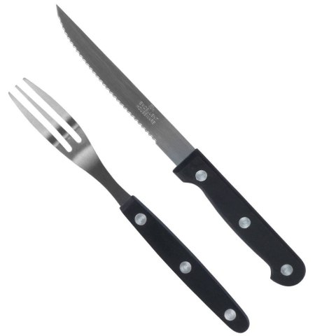 Sztućce do Steków Burgerów Stalowe Zestaw 8 el. BBQ Ząbkowane Ostrze