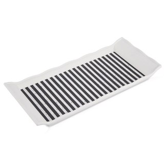 Taca do Serwowania 29,5 x 13 cm ORION Tworzywo Wzór Pasy Czarno-Białe