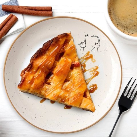 Talerz Deserowy Ceramiczny Beżowy 20 cm ORION Gąski Efektowny Dekor