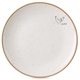 Talerz Deserowy Ceramiczny Beżowy 20 cm ORION Kurka Efektowny Dekor