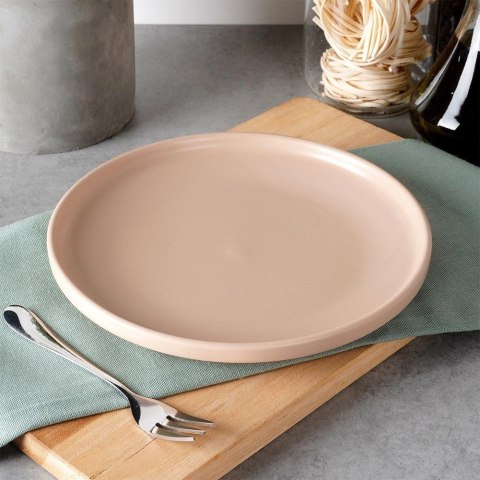 Talerz Deserowy Kamionka Beżowy NAVA SOHO 20,5 cm Podwyższony Rant