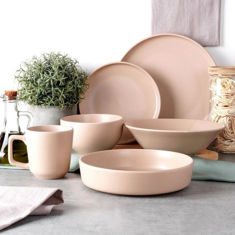 Talerz Deserowy Kamionka Beżowy NAVA SOHO 20,5 cm Podwyższony Rant