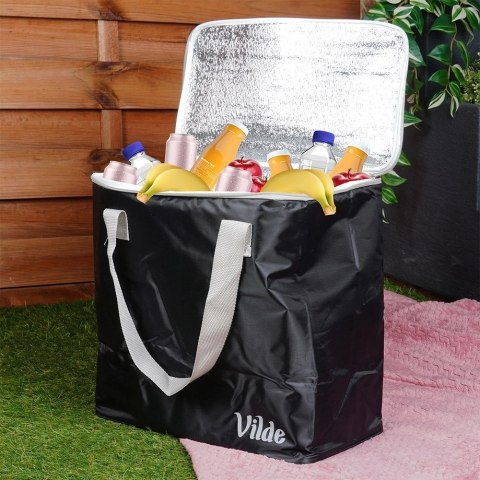 Torba Termiczna Plażowa Czarna 30 L VILDE Poliestrowa Duża na Zakupy