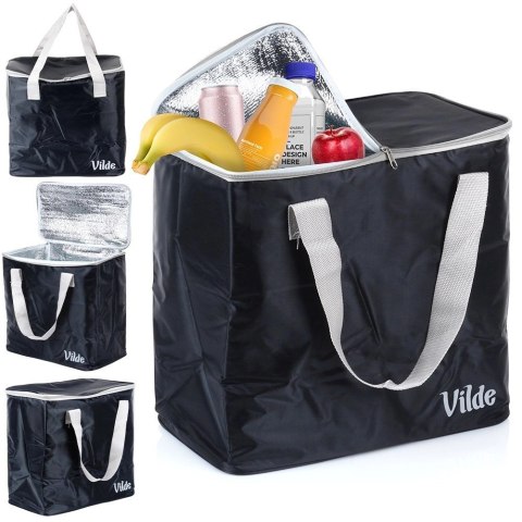 Torba Termiczna Plażowa Czarna 30 L VILDE Poliestrowa Duża na Zakupy