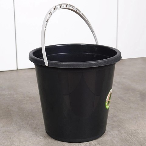 Wiadro Gospodarcze Plastikowe Czarne 10 L VILDE Recykling z Miarką