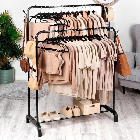 Wiekszak na Ubrania Loft Stojący Metalowy Czarny Pionowy VILDE 110x45x152cm