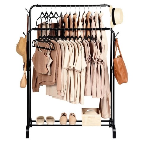 Wiekszak na Ubrania Loft Stojący Metalowy Czarny Pionowy VILDE 110x45x152cm