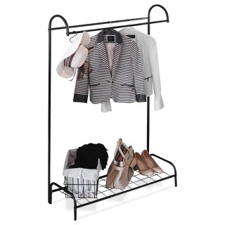 Wieszak Podłogowy Stojący Metalowy VILDE Czarny LOFT Półka na Buty 147 cm