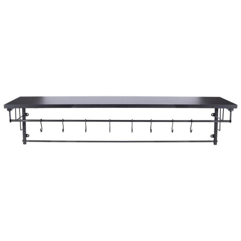 Wieszak Ścienny z Półką Dekoracyjny Czarny z Haczykami Solidny VILDE