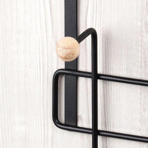 Wieszak na Drzwi Metalowy Czarny 37 cm VILDE 8 Gałek na Ubrania