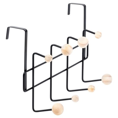 Wieszak na Drzwi Metalowy Czarny 37 cm VILDE 8 Gałek na Ubrania