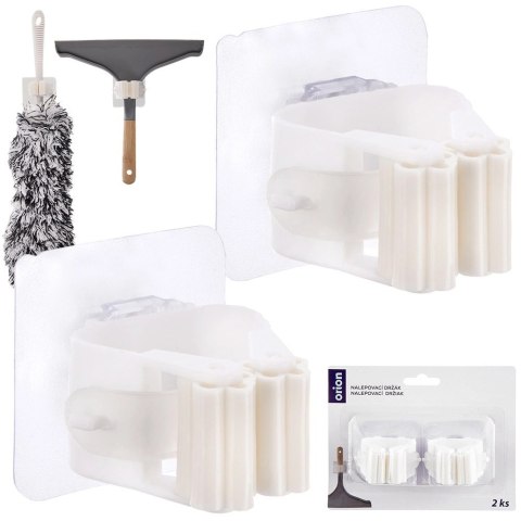 Wieszak na Mopa Samoprzylepny 2 szt. ORION do 5 kg Biały Tworzywo