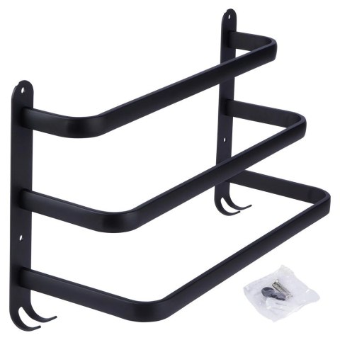 Wieszak na Ręczniki Łazienkowy Ścienny Aluminiowy Czarny VILDE 40x15x23 cm