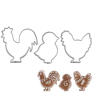 Wykrawacze do Ciastek 3 szt. ORION Kogut Kura Pisklę Stal Nierdzewna