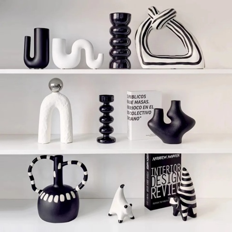 Livetai Wabi-Sabi Ceramiczna rzeźba abstrakcyjna, ręcznie wykonana nieregularna ozdoba dekoracyjna do nowoczesnego wystroju domu