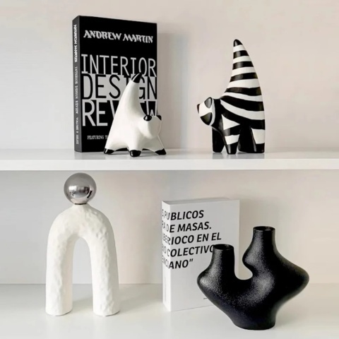 Livetai Wabi-Sabi Ceramiczna rzeźba abstrakcyjna, ręcznie wykonana nieregularna ozdoba dekoracyjna do nowoczesnego wystroju domu