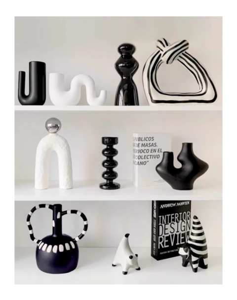 Livetai Wabi-Sabi Ceramiczna rzeźba abstrakcyjna, ręcznie wykonana nieregularna ozdoba dekoracyjna do nowoczesnego wystroju domu