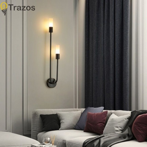 Nordycki luksusowy kinkiet salon nowoczesny minimalistyczny LED czarne złoto kreatywne tło telewizora ściana korytarz