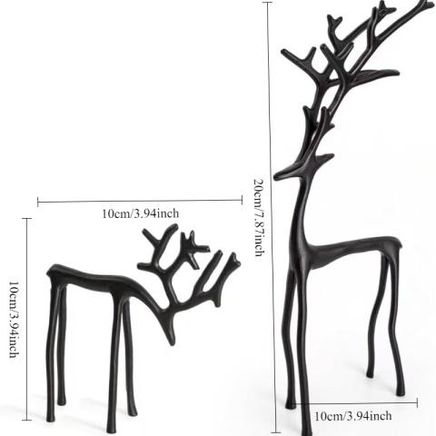 Nowoczesna statuetka renifera, odporna na zużycie, czarna powłoka, wielokrotnego użytku, ozdoba świąteczna na stół, kominek