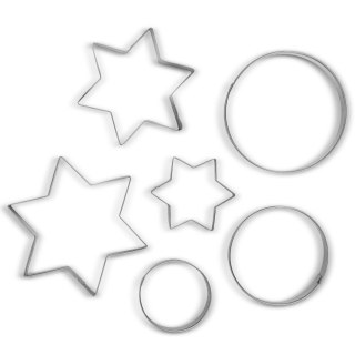 Wykrawacze do Ciastek 6 szt. NAVA MISTY Gwiazda Kółko Stal Nierdzewna