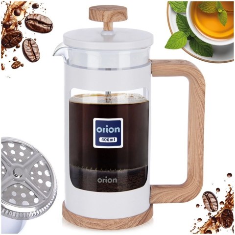 Zaparzacz Tłokowy 400 ml ORION WHITELINE French Press Szkło Tłok